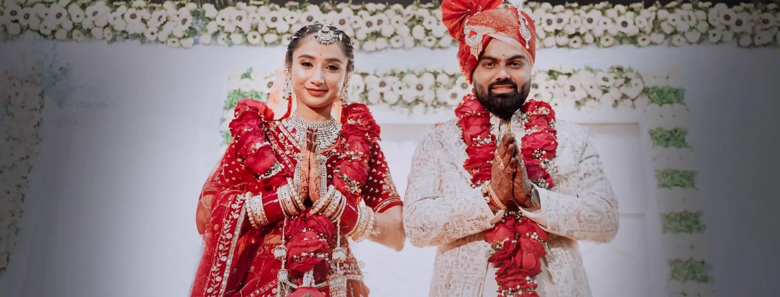 Bride and groom during a wedding ceremony photographed in Indore